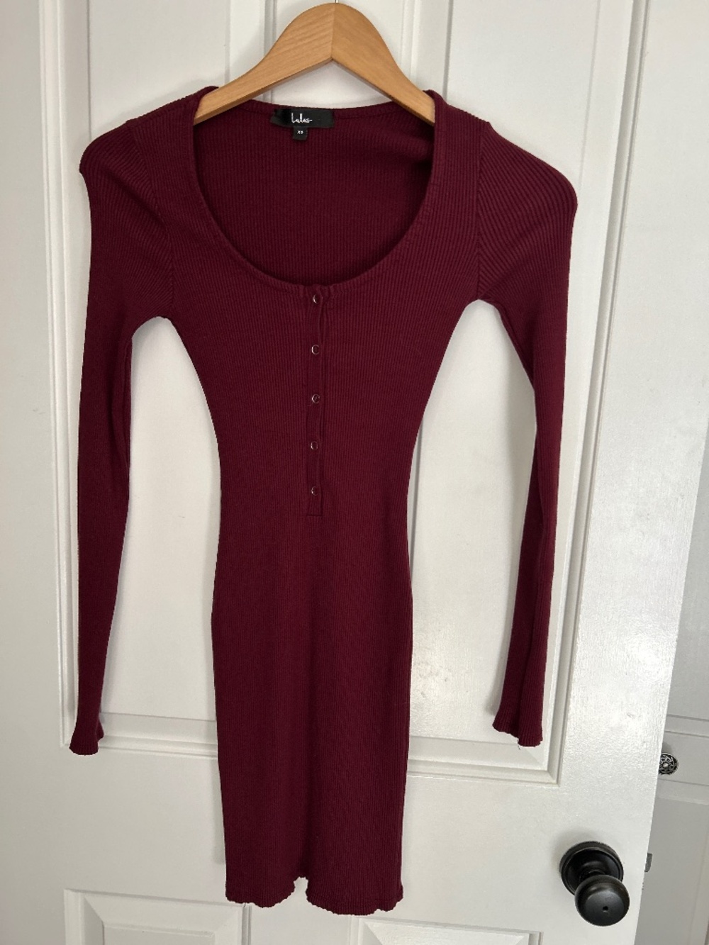 Lulus Go Beyond Basic Burgundy Ribbed Snap Front Bodycon Mini Dress - XS